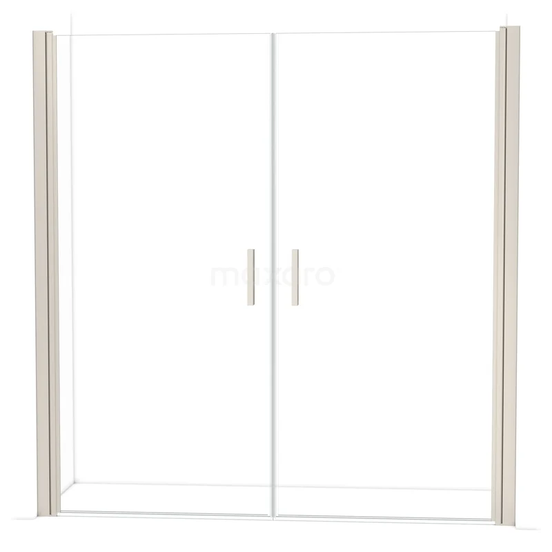 Shower door with clear glass and silver aluminium profiles, sleek design ideal for modern bathrooms.