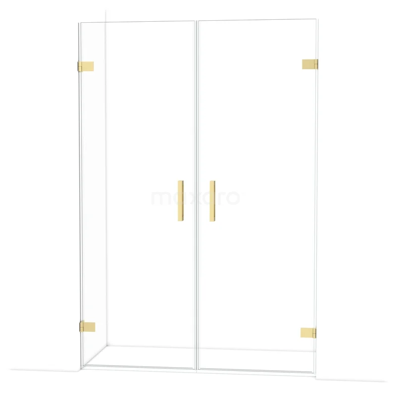 Diamant-Duschtüren DDE2070720LG Glasene Duschtür mit goldenen Scharnieren, doppelte Türen und minimalistischem Design, ideal für moderne Bäder.