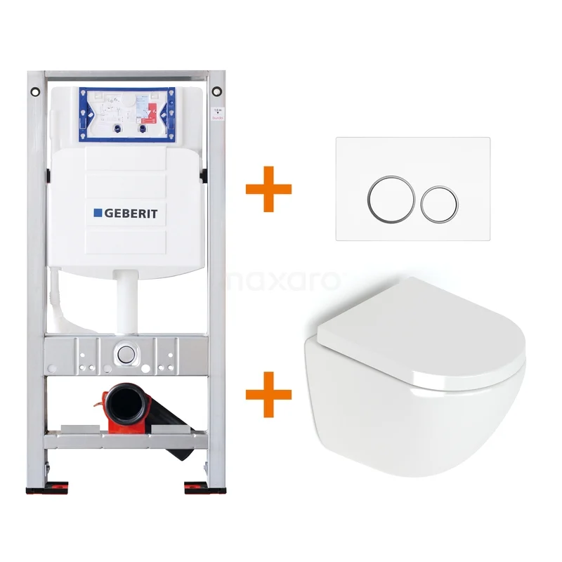 Toilet set Gloss white with Easy clean + Geberit UP320 concealed cistern TOI190