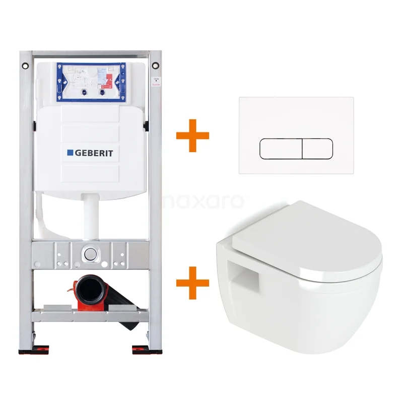 Toilet set Gloss white with Easy clean + Geberit UP320 concealed cistern TOI231