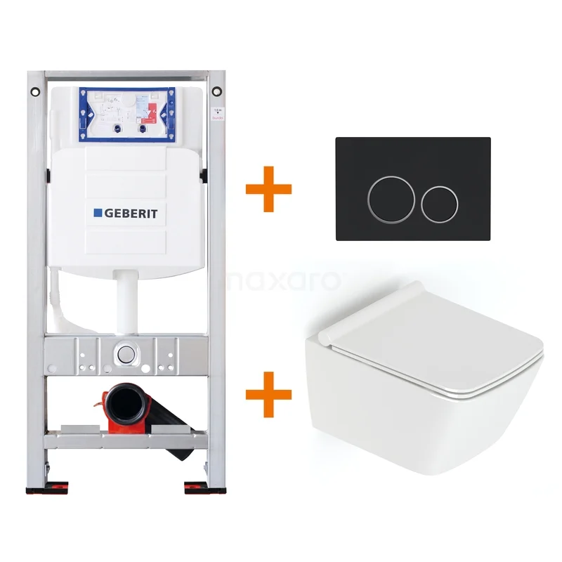 Toilet set Gloss white with rim + Geberit UP320 concealed cistern TOI322