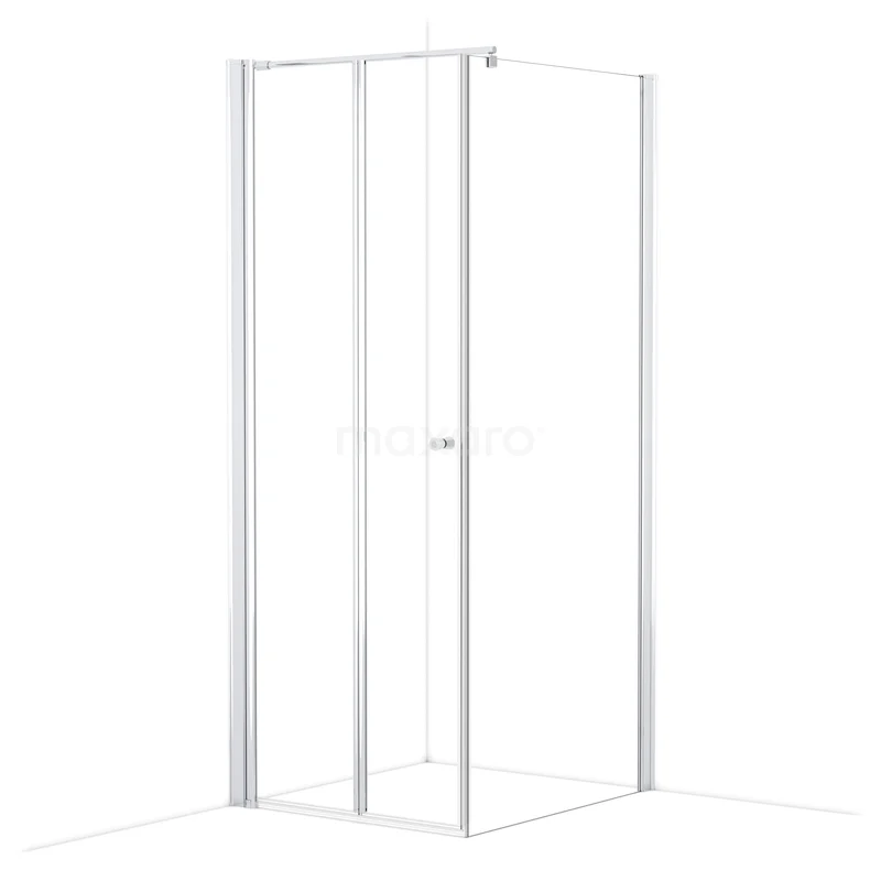 White square shower enclosure with clear glass and aluminium profile, perfect for a modern bathroom design.