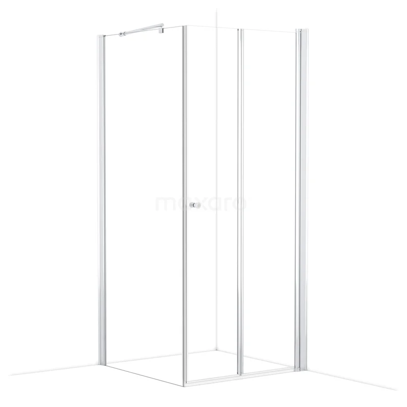 Shower screen made of clear glass with frosted white profiles, modern design, ideal for a stylish bathroom.