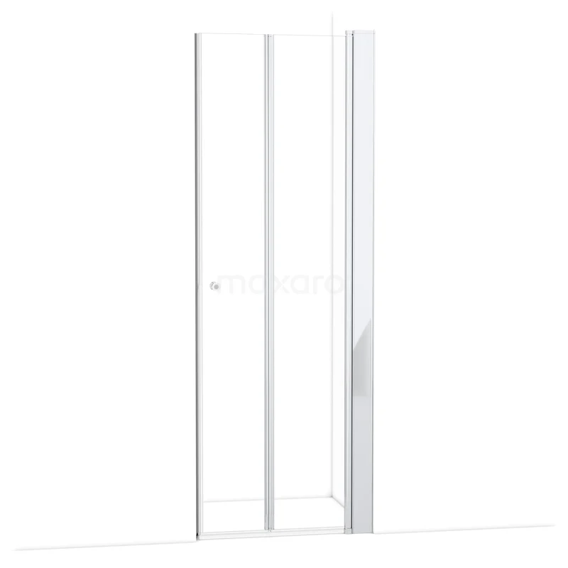 Duschtür Zircon Comfort 80cm Falttür Chrom rechtsdrehend / rechts öffnend S2892_0826R Weiße Glas-Duschwand mit Aluminium-Profil, minimalistisches Design, ideal für einen modernen Badezimmerraum.