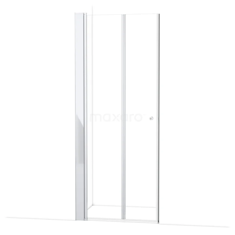 Witte glazen douchedeur met aluminium frame, modern design en ruimtebesparend schuifsysteem, ideaal voor elke badkamer.