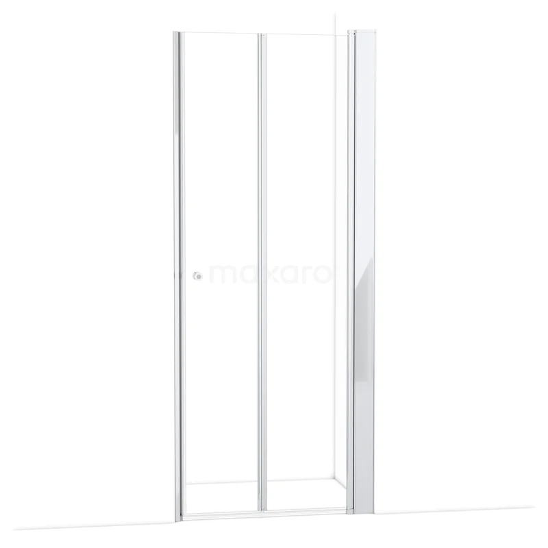 Zircon Comfort Duschtür | 95 cm Chrom Klarglas Falttür S2892_0927R Weiße Duschtür mit klarem Design, Glasplatten und Aluminiumrahmen, perfekt für moderne Bäder.