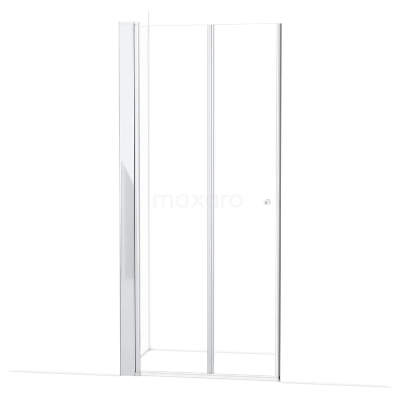 Witte glazen douchedeur met strak aluminium frame, ideaal voor een moderne badkamer. Afkomstig uit de Minimal serie.
