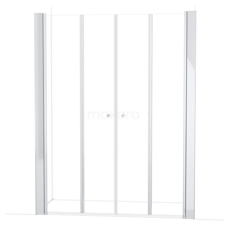 Witte glazen douchedeur met schuifsysteem, minimalistisch ontwerp, ideaal voor moderne badkamers.
