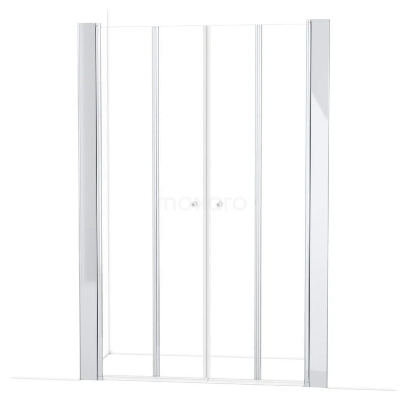 Duschtür Zircon Comfort 165cm Falttür Chrom S3630-1600 Weiße zweigeteilte Duschtür aus Glas und Aluminium, geeignet für moderne Badezimmer, mit klarem und minimalistischem Design.