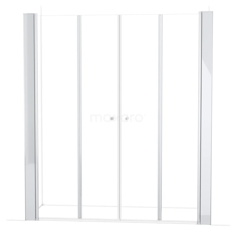 Duschtür Zircon Comfort 205cm Falttür Chrom S3630-2000 Weiße Schiebeduschtür mit silbernen Profilen, schlankes Design, perfekt für moderne Bäderserien.