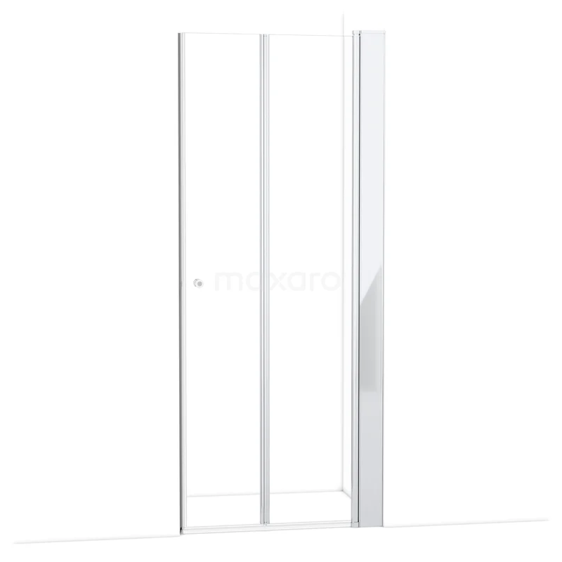 Glazen douchedeur met strak aluminium frame, helder glas en schuifmechanisme, ideaal voor een moderne badkamer.