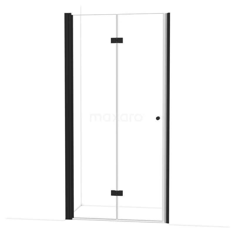 Diamond Duschtür | 105 cm Matt Schwarz Falttür DDV102110MB Duschtür mit Klarglas, schwarzen Profilen und Scharnieren, modernes Design für ein stilvolles Badezimmer.