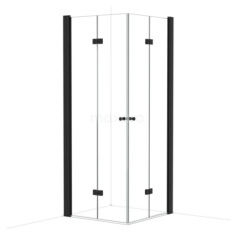 Diamond Douchecabine | 80x80 cm Mat zwart Helder glas Vouwdeur Vierkant CDW0808120MB