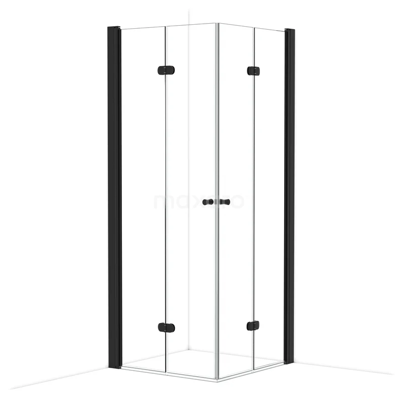 Duschkabine Diamond Clear 80x80 cm Quadratisch mit Falttür CDW0808220MB Eck-Duschkabine mit schwarzen Metallprofilen und transparentem Glas, perfekt für einen modernen Badezimmerstil.