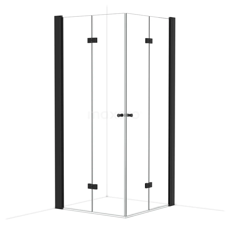 Diamond Shower enclosure | 95x95 cm Matte black Clear glass Folding door Square CDW0909130MB