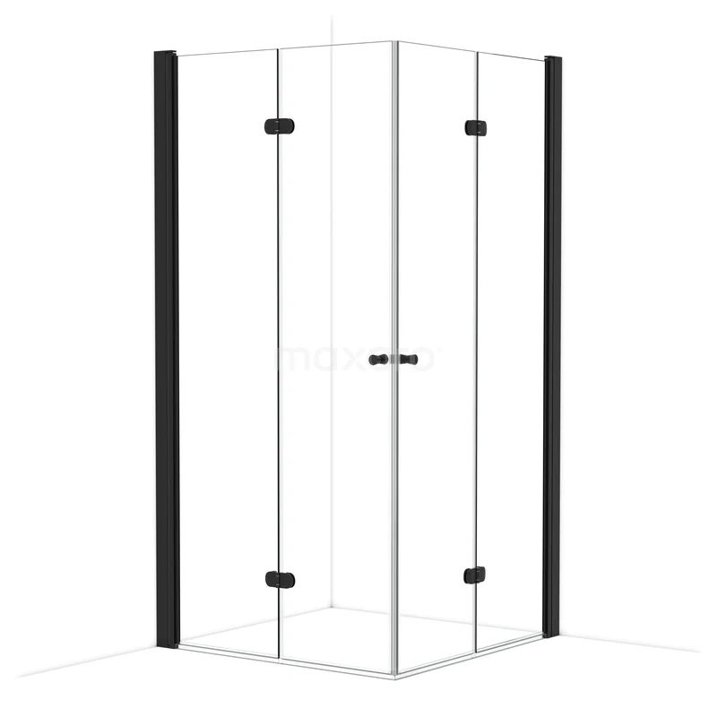 Diamond Shower enclosure | 100x100 cm Matte black Clear glass Folding door Square CDW1010220MB