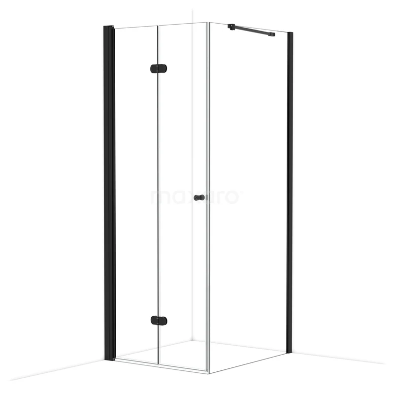 Diamond Douchecabine | 90x80 cm Mat zwart Helder glas Vouwdeur Rechthoek CDV08092210MB
