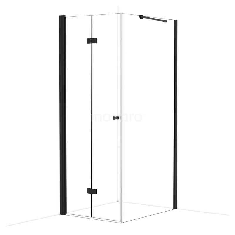 Duschkabine Diamond Clear 100x80 cm Rechteckig mit Falttür CDV08101210MB Duschkabine mit Eckeinstieg, Klarglas, schwarzen Profilen, modernem Design, ideal für stilvolle Badezimmergestaltung.