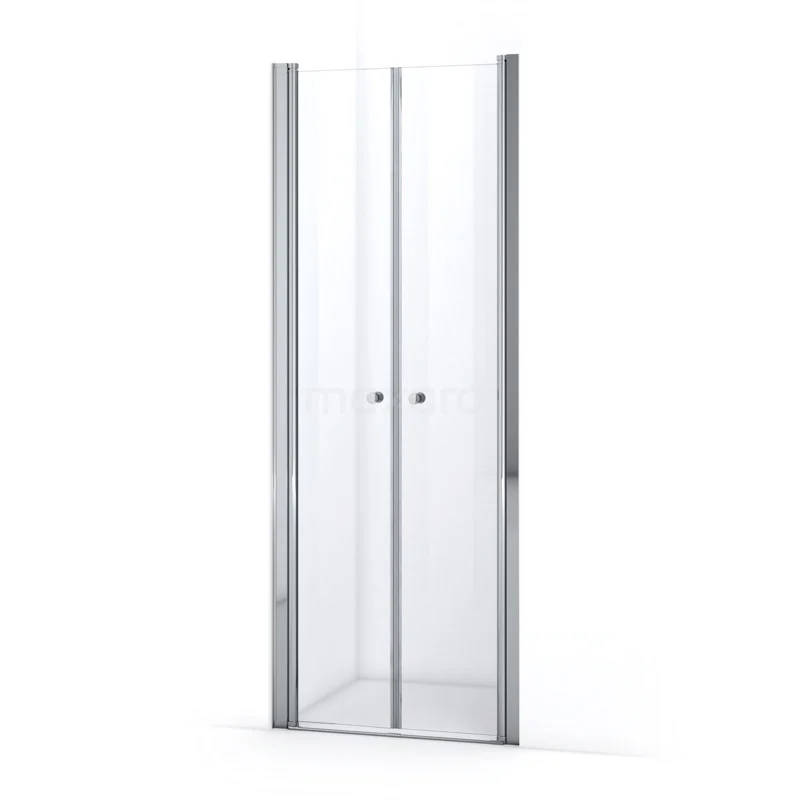Duschtür Zircon Comfort 80cm aus klarem Sicherheitsglas Chrom S0411-0800N Glasene Duschtür mit Aluminiumrahmen, elegantes Design für moderne Bäder, zweigeteilt und transparent.