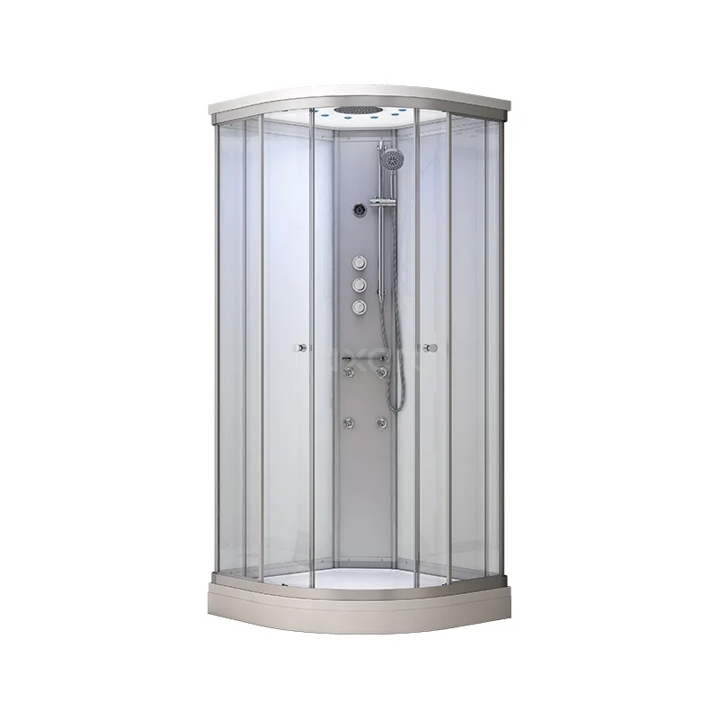 Modera Complete shower cabin | 100x100 cm White glass Sliding door Quarter round AK1010-420100