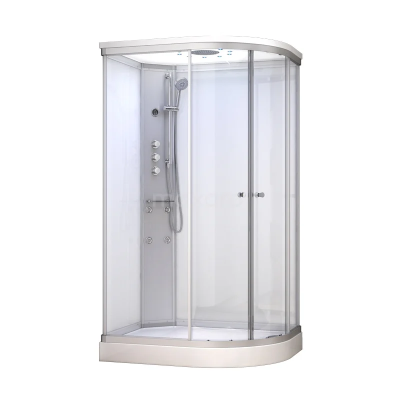 Modera Complete shower cabin | 120x90 cm White glass Sliding door Offset AK1209-420101