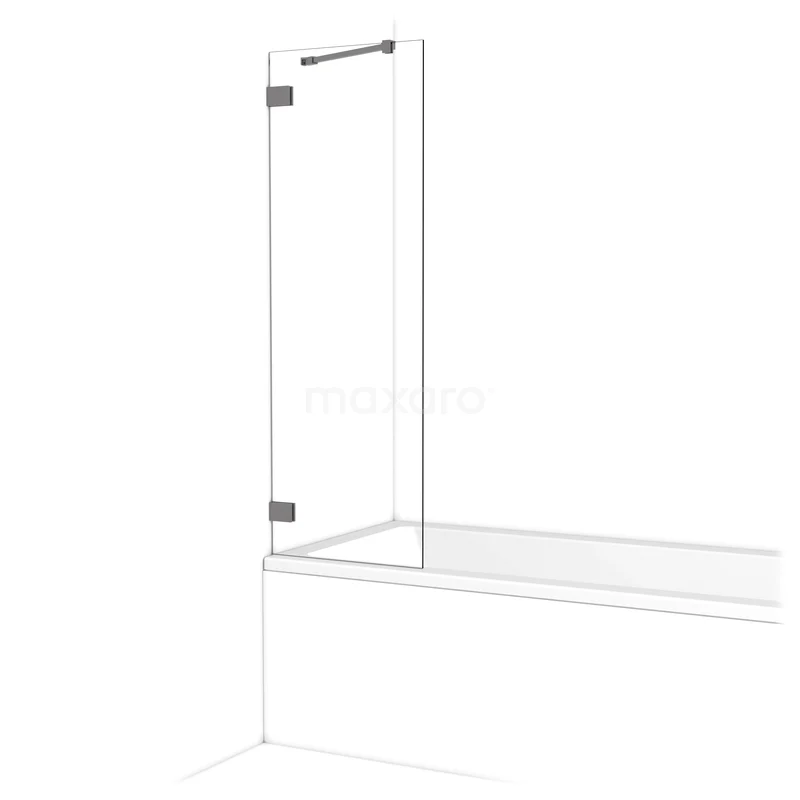 Glazen badwand met helder design, aluminium profielen en draaideur; ideaal voor een moderne badkamerinrichting.