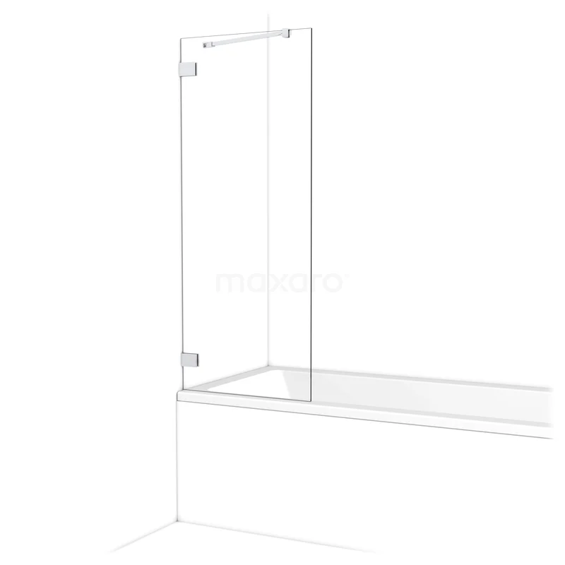 Glazen badwand met helder scharnierontwerp, ideaal voor moderne badkamers, gemaakt van hoogwaardig veiligheidsglas.
