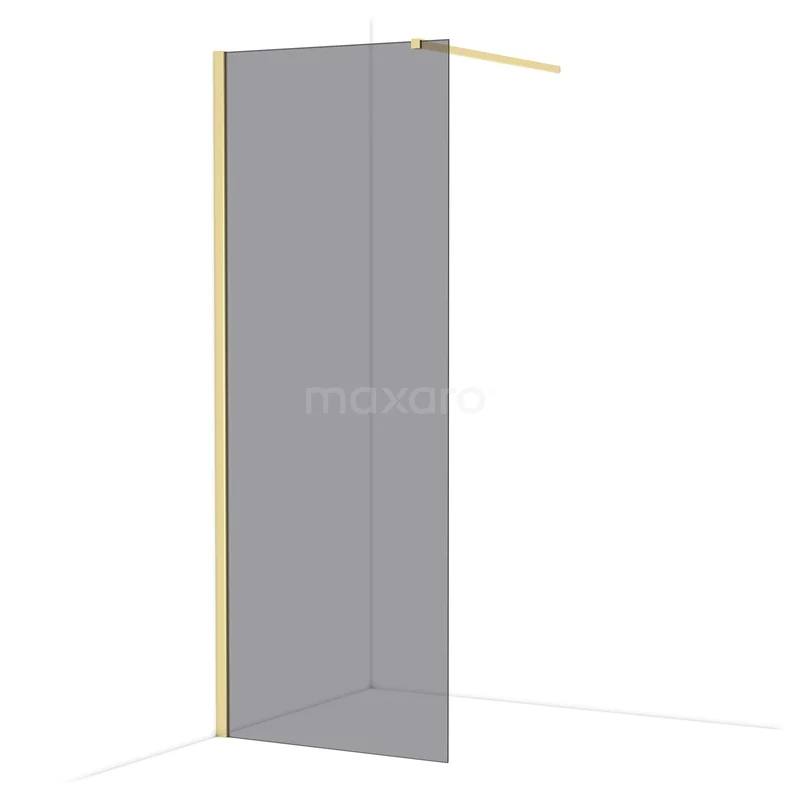 Diamond Inloopdouche | 80 cm Glanzend lichtgoud Rookglas Vaste wand IDA08111GLG Douchewand met goudkleurig frame, transparant glas en minimalistisch design. Perfect voor een moderne badkamer.