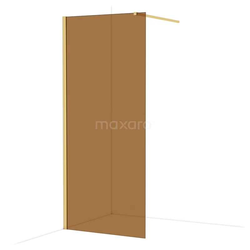 Diamond Walk-in shower | 90 cm Gold Bronsglas Fixed wall IDA09119GGN Gouden inloopdouchewand met strak design, perfect voor een stijlvolle badkamerinrichting, gemaakt van duurzaam glas en metaal.
