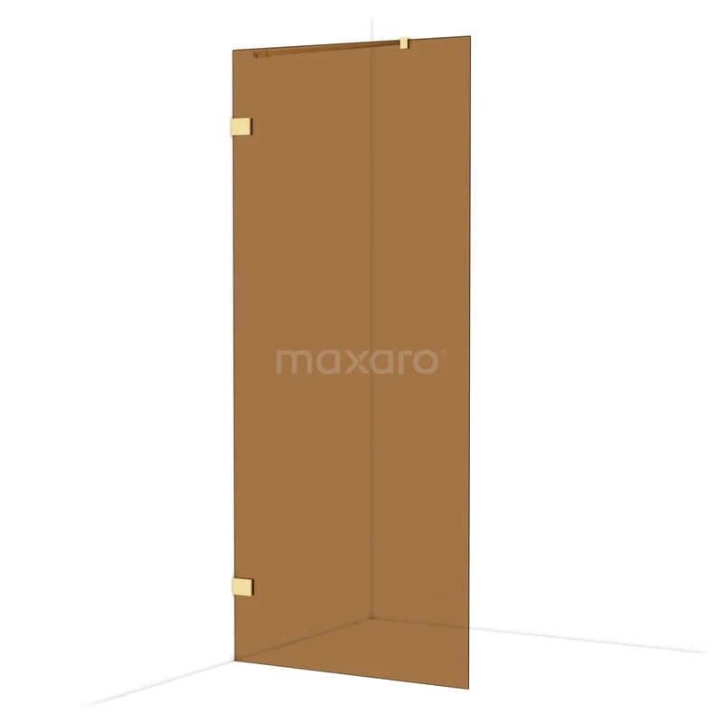 Diamond Walk-in shower | 90 cm Light gold Bronsglas Fixed wall IDA09229LG Matgouden douchewand met hoekontwerp, minimalistisch design en hoogwaardige afwerking, perfect voor een stijlvolle badkamer.