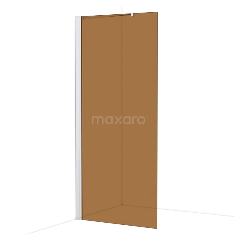 Diamond Walk-in shower | 90 cm Chrome Bronze glass Fixed wall IDA09239C Shower wall corner arrangement, bronze-coloured glass, minimalist design, ideal for modern bathrooms.
