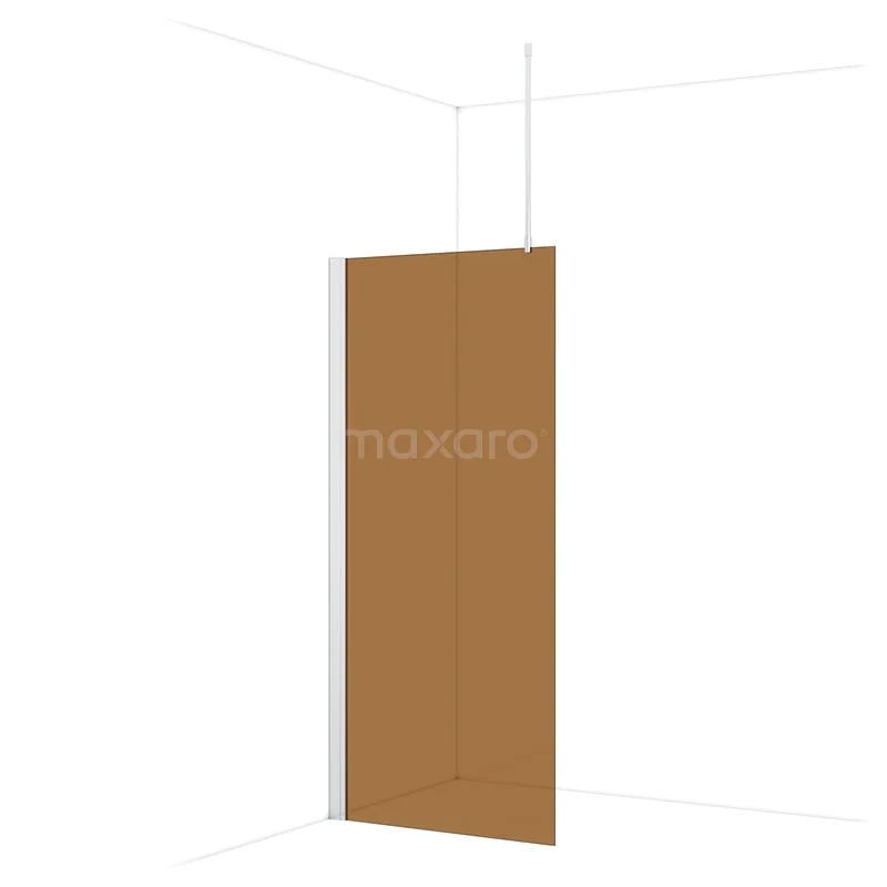 Diamond Inloopdouche | 90 cm Chroom Bronsglas Vaste wand IDA09739C Bruine glazen douchewand, hoekdesign, geschikt voor moderne badkamers, met mat oppervlak voor privacy en stijlvolle uitstraling.