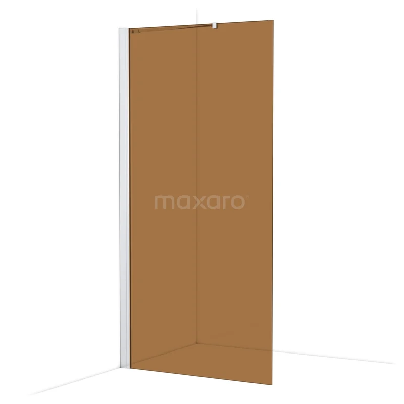 Diamond Begehbare Dusche | 100 cm Chrom Bronze Glas Festwand IDA10239C Eck-Duschwand aus warmem Amber-Glas, minimalistisches Design, ideal für ein modernes Badezimmer.