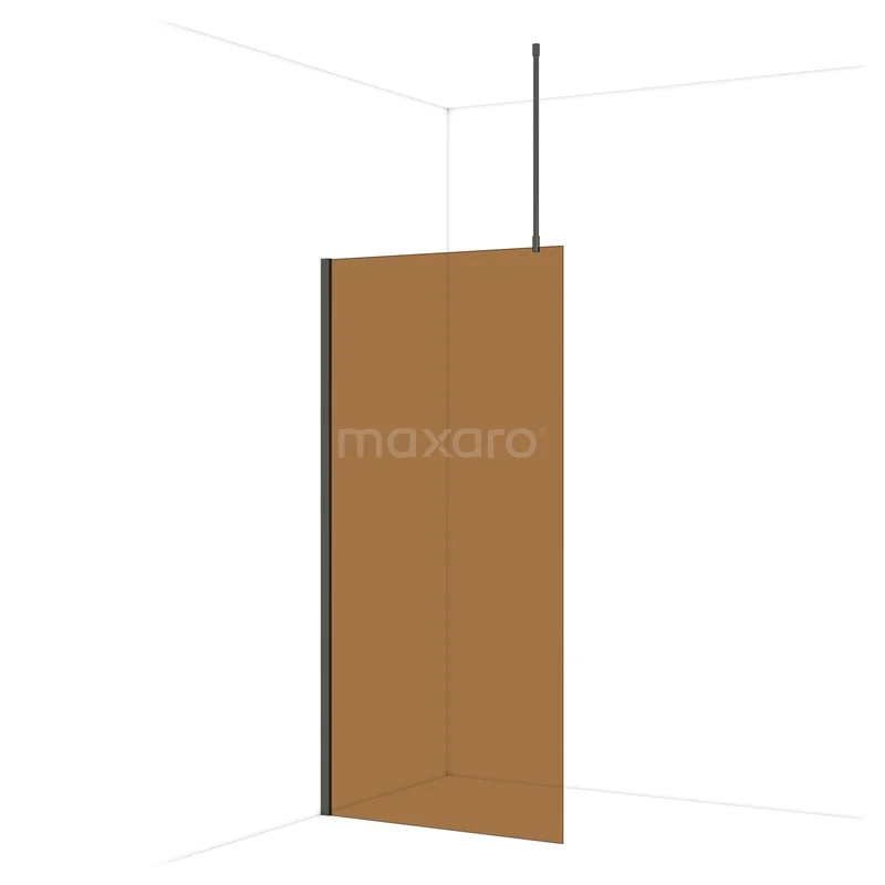 Diamond Begehbare Dusche | 100 cm Schwarzchrom Bronze Glas Festwand IDA10719BCN Braunes Glas begehbare Duschepaneel mit Matt Schwarz Rahmen, ideal für einen modernen Badezimmer Stil.