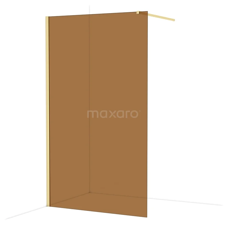 Diamond Walk-in shower | 120 cm Shiny light gold Bronze glass Fixed wall IDA12119GLG Golden shower wall made of glass, minimalist design, stylish addition to the modern bathroom.