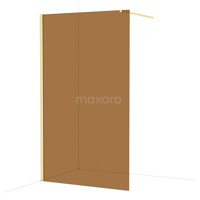 Diamond Walk-in shower | 120 cm Light gold Bronze glass Fixed wall IDA12119LG Golden shower wall with sleek glass panels, ideal for a modern bathroom, from the exclusive luxury series.