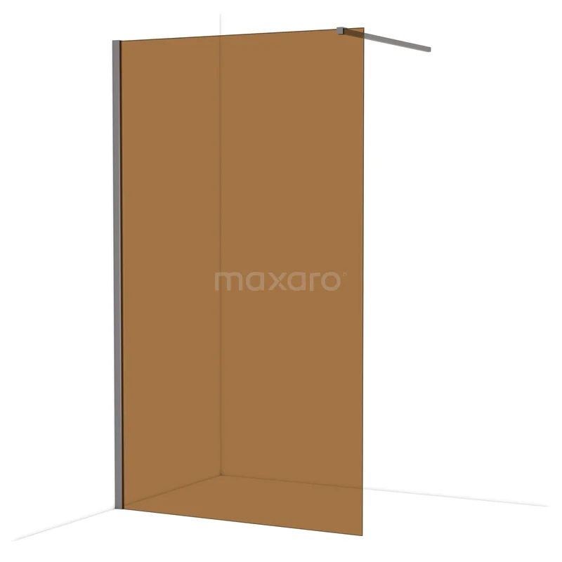 Diamond Walk-in shower | 120 cm Black metal Bronze glass Fixed wall IDA12119ZMN Bronze-coloured glass shower wall, walk-in model with a matte black frame, suitable as a stylish bathroom partition.