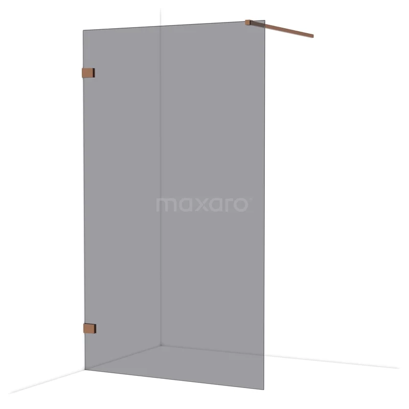 Diamond Walk-in shower | 120 cm Glanzend koper Smoke glass Fixed wall IDA12121GKP Glazen douchewand met koperen details, modern design, ideaal voor een stijlvolle toevoeging aan de badkamer.