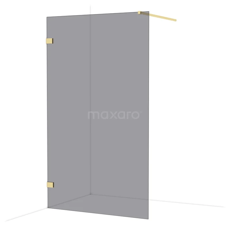 Diamond Walk-in shower | 120 cm Glanzend lichtgoud Smoke glass Fixed wall IDA12121GLG Douchewand met mat gouden details, helder glas, minimalistisch design, perfect voor een stijlvolle badkamerinrichting.