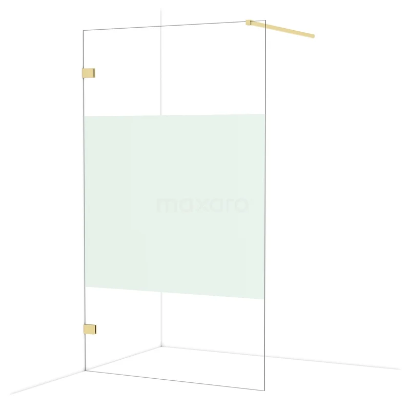 Diamond Begehbare Dusche 120 cm Kupfer glänzend Klar mit Mattstreifen Festwand IDA12123GLG Duschwand mit goldenen Elementen, teilweise Mattglas, modernes Design, ideal für ein stilvolles und funktionales Badezimmer.