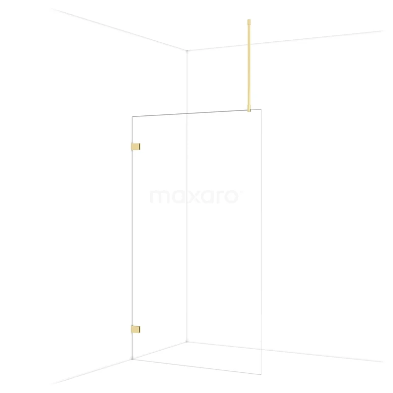 Diamond Walk-in shower | 120 cm Glanzend lichtgoud Clear glass Fixed wall IDA12720GLG Glazen douchewand met goudkleurige accenten, minimalistisch design, elegante toevoeging aan een moderne badkamer.