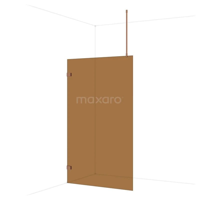 Diamond Walk-in shower | 120 cm Copper Bronsglas Fixed wall IDA12729KP Bruine douchewand met hoekmontage, minimalistisch ontwerp, geschikt voor moderne badkamers. Gemaakt van stevig glazen materiaal.