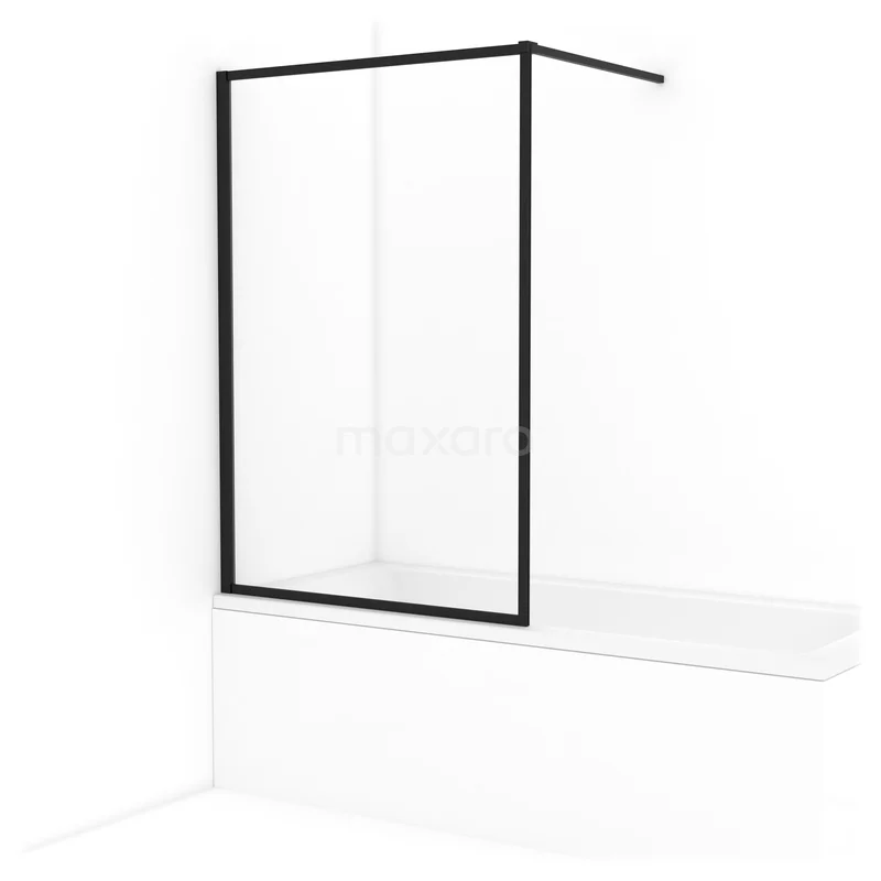 Diamant Badewannenaufsatz | 100 cm Matt Schwarz Klarglas Gerahmt BDA10110RMB Schwarzer klappbarer Badewannenaufsatz, minimalistisches Design, ideal für ein modernes Badezimmer. Innovative Glas-Duschabtrennung.