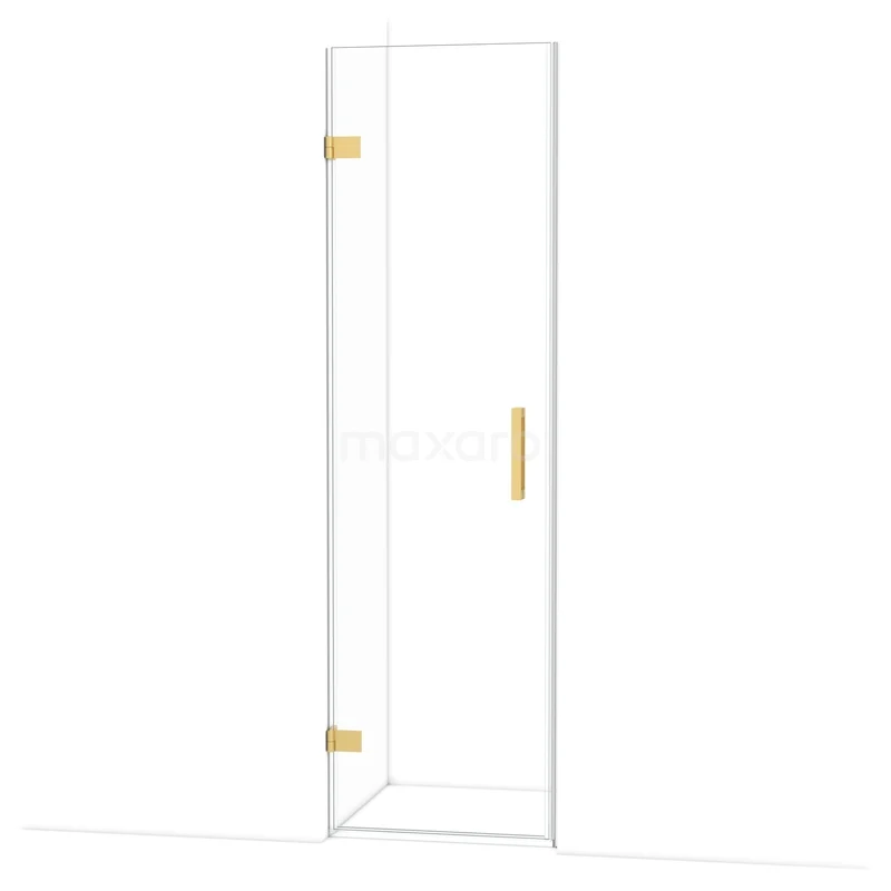 Diamond Douchedeur | 60 cm Goud Helder glas Draaideur DDA2106120GG Glazen douchedeur met goudkleurige accenten, strak design, ideaal voor een moderne badkamer.