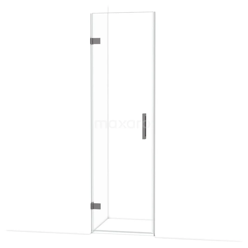 Diamond Douchedeur | 60 cm Zwart metaal Helder glas Draaideur DDA2106120ZM Glazen douchedeur met zilveren scharnieren en handgreep, minimalistisch design, perfect voor een moderne badkamer.