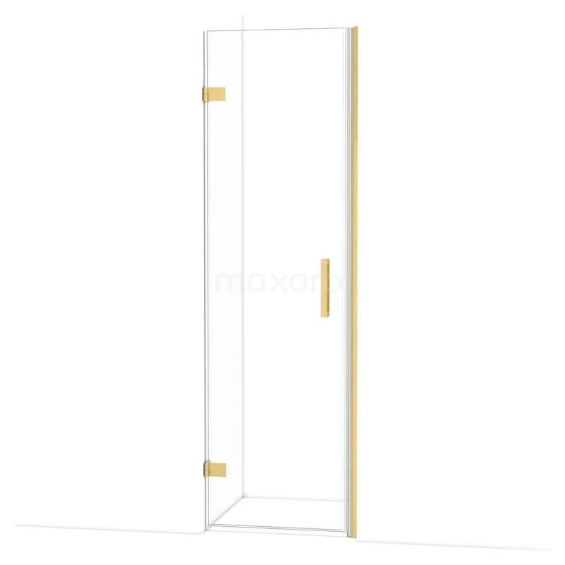Diamond Douchedeur | 60 cm Goud Helder glas Draaideur DDA2106220GG Glazen douchedeur met goudkleurige scharnieren en handgreep, geschikt voor moderne badkamers.