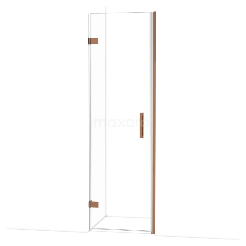 Diamond Shower door | 60 cm Shiny copper Clear glass Pivot door DDA2106220GKP Glazen douchedeur met goudkleurige scharnieren en handgreep; stijlvolle toevoeging voor een moderne badkamer.