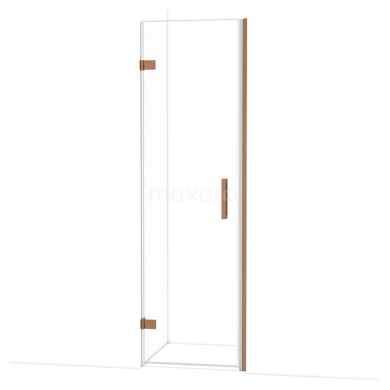 Diamond Douchedeur | 60 cm Koper Helder glas Draaideur DDA2106220KP Glazen douchedeur met gouden scharnieren en handgreep, modern design, ideaal voor luxe badkamerinrichting.
