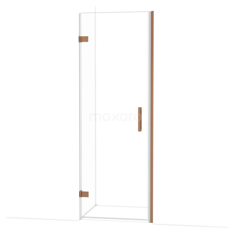 Diamond Douchedeur | 70 cm Koper Helder glas Draaideur DDA2107220KP Glazen douchedeur met chroomkleurige scharnieren en strakke handgreep, ideaal voor een moderne badkamer.