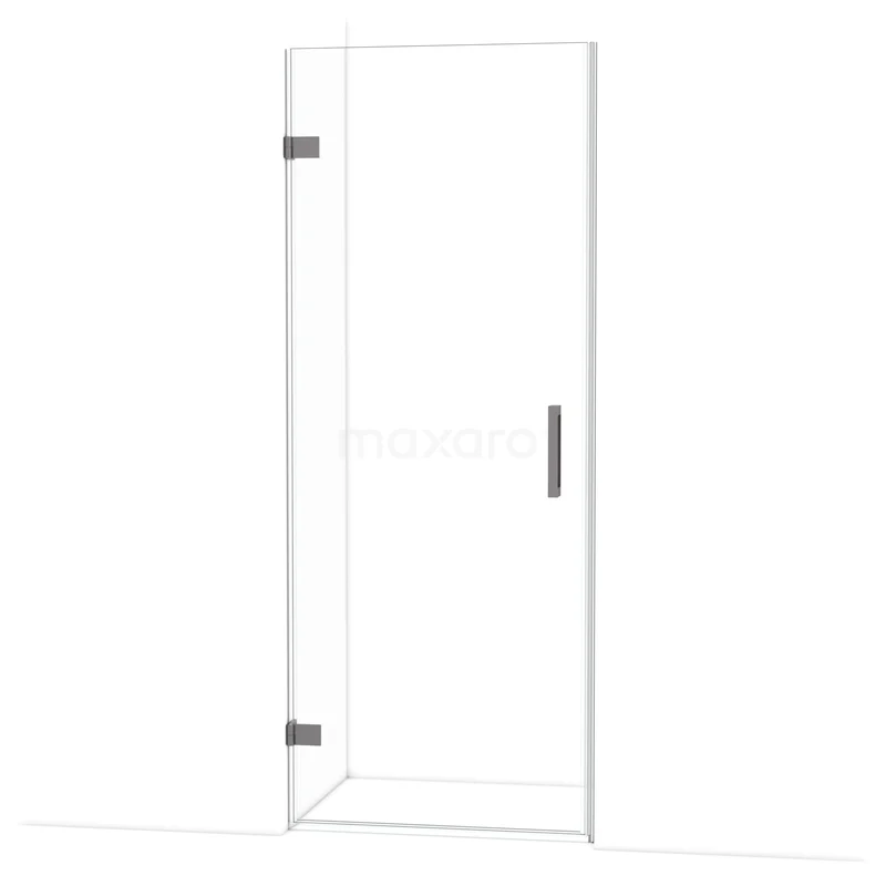 Diamond Douchedeur | 80 cm Zwart metaal Helder glas Draaideur DDA2108120ZM Glazen douchedeur met helder veiligheidsglas, zilverkleurige scharnieren en minimalistisch ontwerp, ideaal voor moderne badkamers.